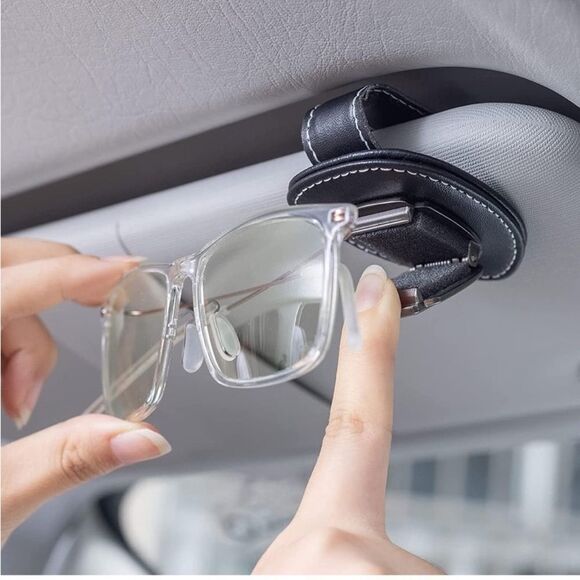 BMW Sunglass Holder for Car with Logo Black PU Leather NWT - Picture 8 of 10